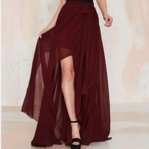 NWOT Nasty Gal Burgundy Skirt